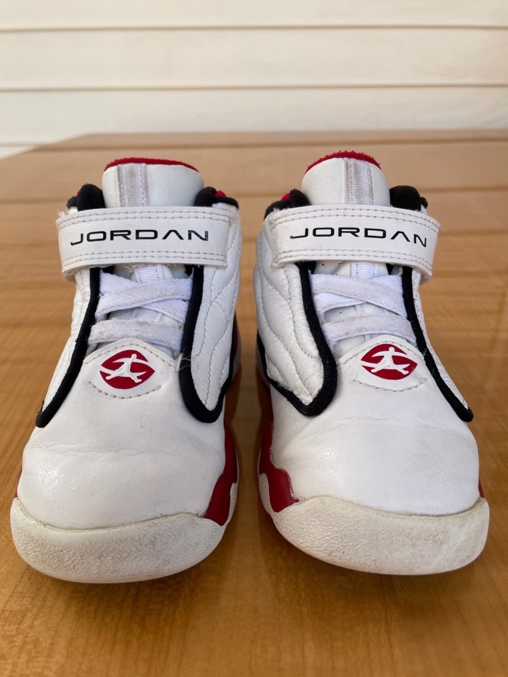 Air Jordan Pro Strong White Black Red Strap On Sneakers Size 8C Toddler